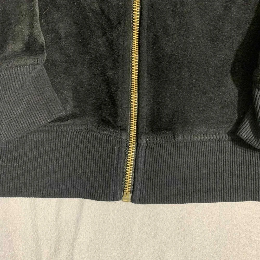 Luxe Velour Black Calvin Klein Bomber Jacket Moto Y2K Athleisure Quilted Zip M‎